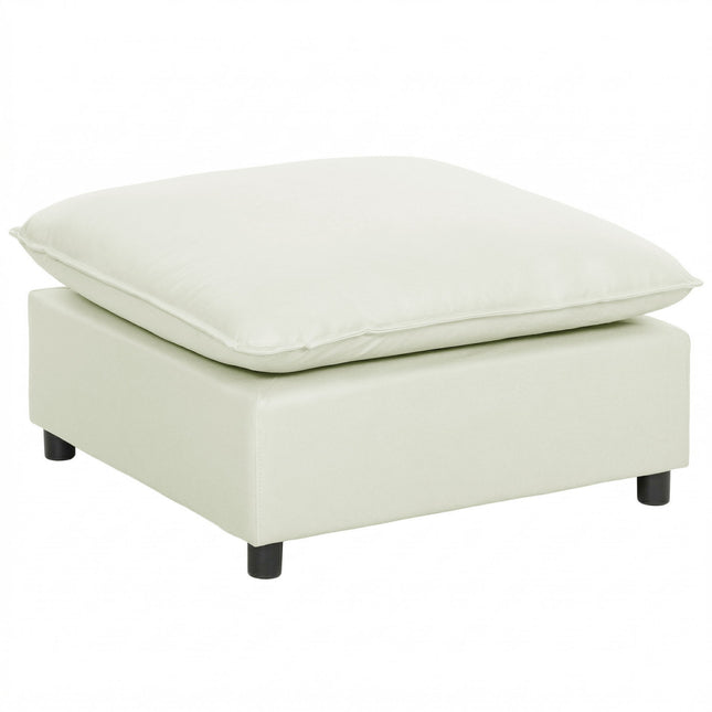 Moderner Stoff-Pouffe mit Plastikfüßen, 75 cm, Cremeweiß