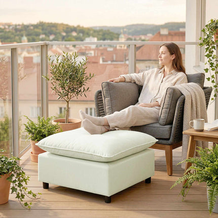 Moderní látková taburetka s plastovými nohami, 75 cm, krémově bílá