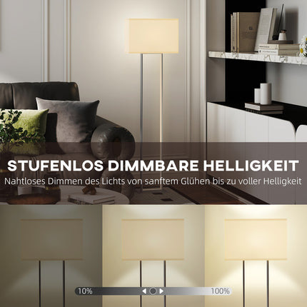 Modern Floor Lamp, Adjustable Brightness, Linen Shade