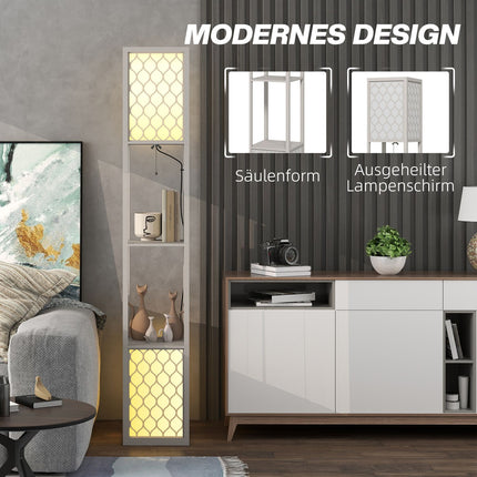 Moderne Stehleuchte mit Ablagen, Zugkette, Schwarz/Weiß