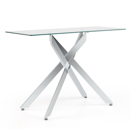 Modern Glass Console Table – Tempered Glass & Metal
