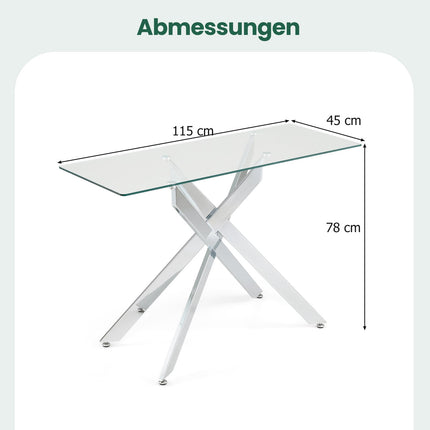 Modern Glass Console Table – Tempered Glass & Metal