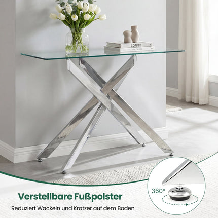 Modern Glass Console Table – Tempered Glass & Metal