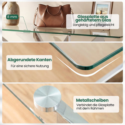 Modern Glass Console Table – Tempered Glass & Metal