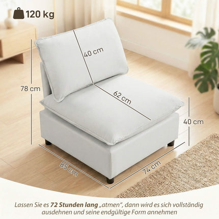 Modern Grey Leathaire Accent Chair, Wide Deep Seat, Easy Assembly