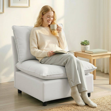 Modern Grey Leathaire Accent Chair, Wide Deep Seat, Easy Assembly