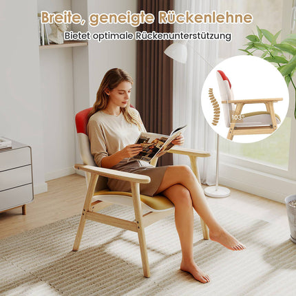 Moderní relaxační křeslo s rámem z kaučukovníku a poduškou