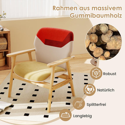 Moderní relaxační křeslo s rámem z kaučukovníku a poduškou