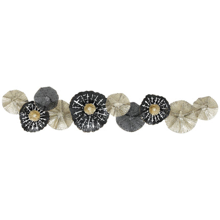 Moderne metalen wanddecoratie - zwart en goud, 134 x 7 x 29 cm