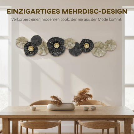 Moderne metalen wanddecoratie - zwart en goud, 134 x 7 x 29 cm