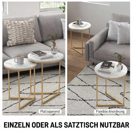 Modern Nesting Coffee Table Set with Gold Steel Legs