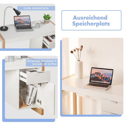 Modern White Desk with Storage Cabinet, 112.5 x 50 x 75 cm