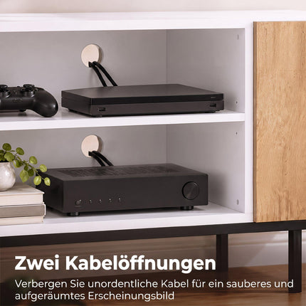 Modern White TV Stand for 55-Inch TVs, Adjustable Shelves