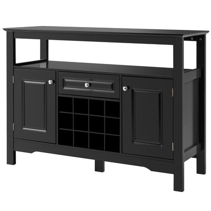 Modernes Esszimmerbuffet mit Weinregal und Schränken &amp; Schublade 117 x 40,5 x 82,5 cm schwarz