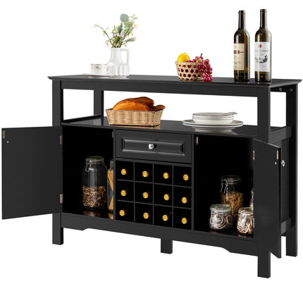 Modernes Esszimmerbuffet mit Weinregal und Schränken &amp; Schublade 117 x 40,5 x 82,5 cm schwarz