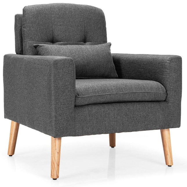 Moderner Relaxsessel mit Armlehnen &amp; Rückenkissen. Gepolstertes Einzelsofa grau 73 x 77 x 85 cm