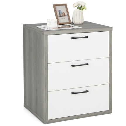 Table de chevet moderne en bois avec 3 tiroirs coulissants 55 x 47 x 65,5 cm gris + blanc