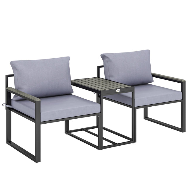 Modulares Balkonmöbel-Set mit Kissen, 3-teilig