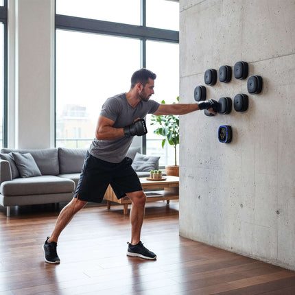 Modulare Boxwand mit Bluetooth & MMA-Handschuhen