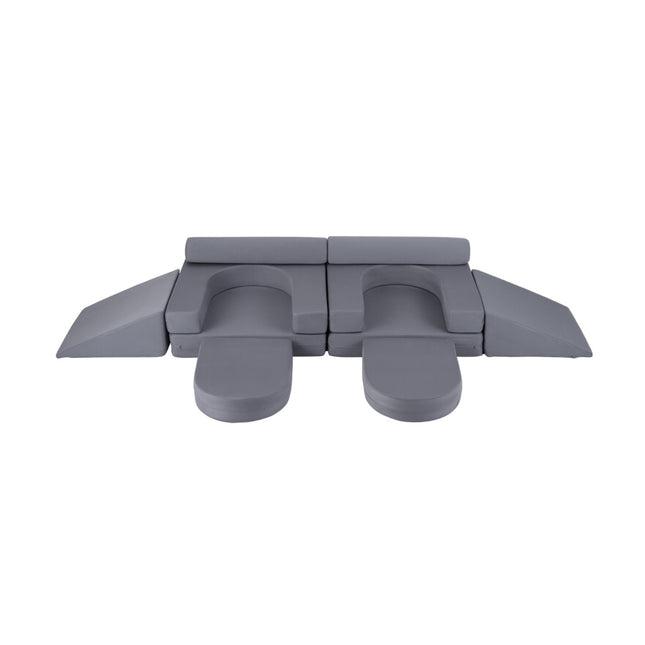 Modulares Spielsofa für Kinder, 10-teiliges Schaumstoffset, Grau