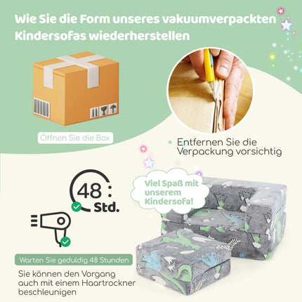 Modulares Kindersofa – im Dunkeln leuchtende Spielcouch, 71x53x34.5 cm