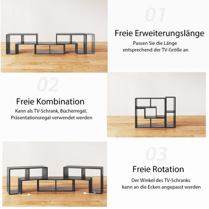 Modulares TV-Möbelset aus Holz, 3-teilig, für Fernseher bis 65 Zoll