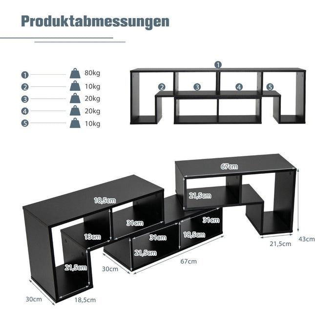 Modulares TV-Möbel aus Holz, 3-teilig, passend für Fernseher bis 65 Zoll