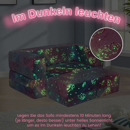 Canapé modulable pour enfants, canapé de jeu phosphorescent, canapé modulable licorne