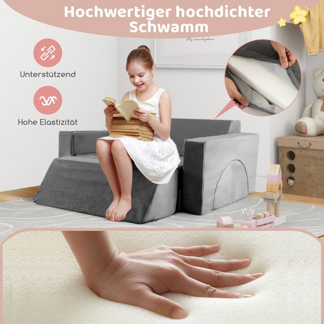 Modulares Kindersofa, Spielsofa, Modulsofa mit abnehmbarem Bezug, 105,5 x 101 x 48 cm, grau