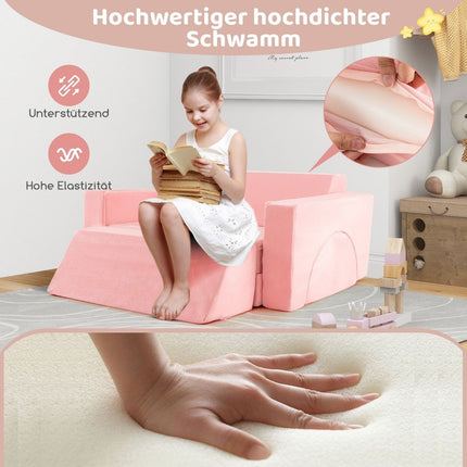 Modulares Kindersofa, Spielsofa, Modulsofa mit abnehmbarem Bezug, 105,5 x 101 x 48 cm, rosa