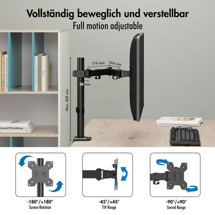 Monitorarm 17-32" Verstellbare Tischhalterung Schwarz