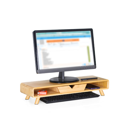 Monitor Riser with Drawer – Bamboo, Ergonomic Design