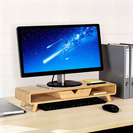 Monitor Riser with Drawer – Bamboo, Ergonomic Design