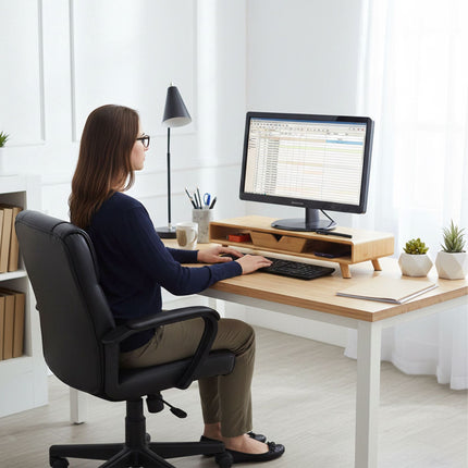 Monitor Riser with Drawer – Bamboo, Ergonomic Design