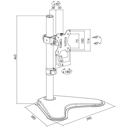 Monitor Stand/Foot Single 13-32"
