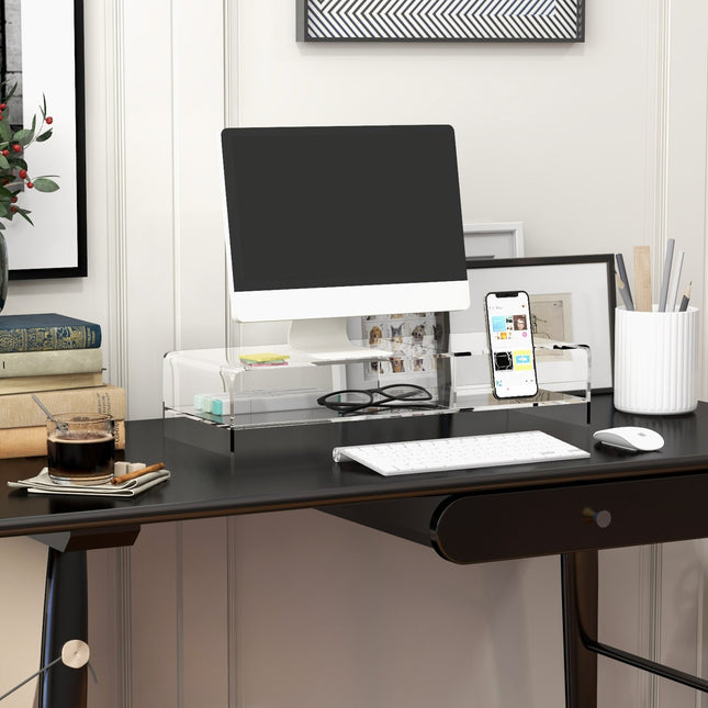 Acryl-Monitorständer mit Stauraum für 24-Zoll-Bildschirm, PC, Laptop