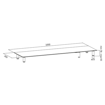 Monitor stand in glass/metal 1 m
