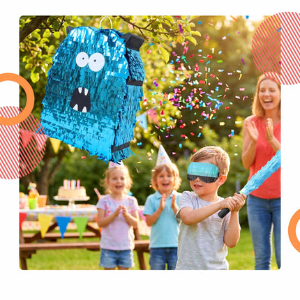 Monster Piñata mit Stock und Augenmasken-Set