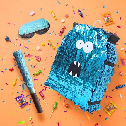 Monster Piñata mit Stock und Augenmasken-Set