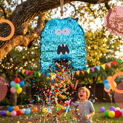 Monster Piñata mit Stock und Augenmasken-Set