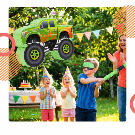 Monster Truck Piñata-Set – Stock und Augenbinde inklusive