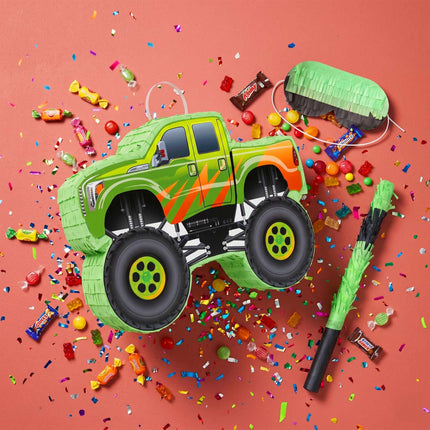 Monster Truck Piñata-Set – Stock und Augenbinde inklusive