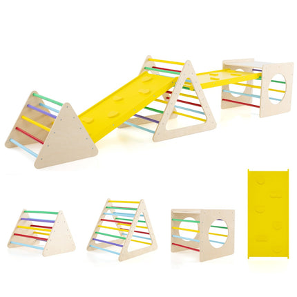 Montessori 5-In-1 Wooden Climbing Set With Slide, 60 kg