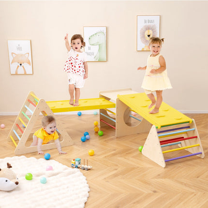 Montessori 5-In-1 Wooden Climbing Set With Slide, 60 kg