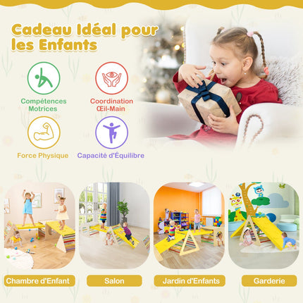 Montessori 5-In-1 Wooden Climbing Set With Slide, 60 kg