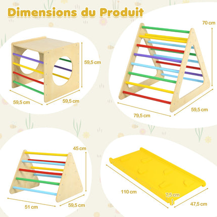 Montessori 5-In-1 Wooden Climbing Set With Slide, 60 kg