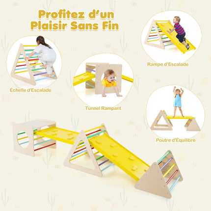 Montessori 5-In-1 Wooden Climbing Set With Slide, 60 kg