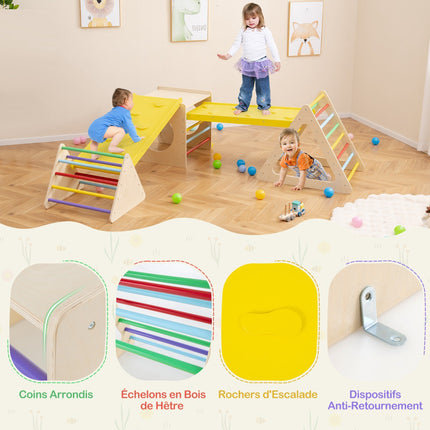 Montessori 5-In-1 Wooden Climbing Set With Slide, 60 kg