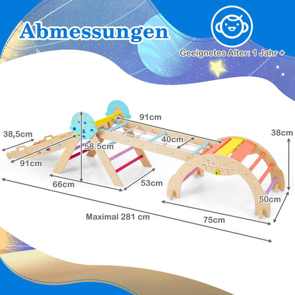 Montessori 9-in-1 Kletterset mit Rutsche & Rampe
