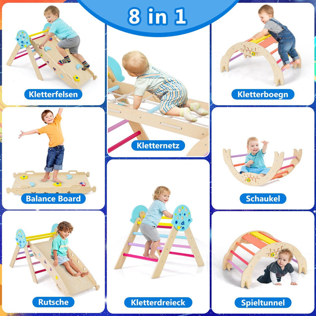 Montessori 9-in-1 Kletterset mit Rutsche & Rampe